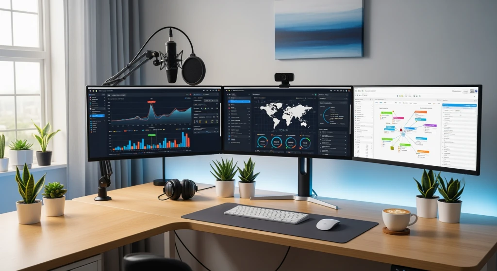 Criador de conteúdo analisando métricas de desempenho de vídeo e dados de retenção de público