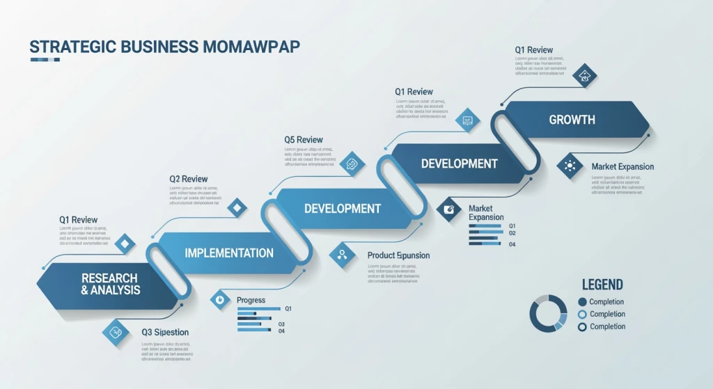 Visualização do roteiro estratégico mostrando as fases de implementação de IA com marcos claros e indicadores de progresso