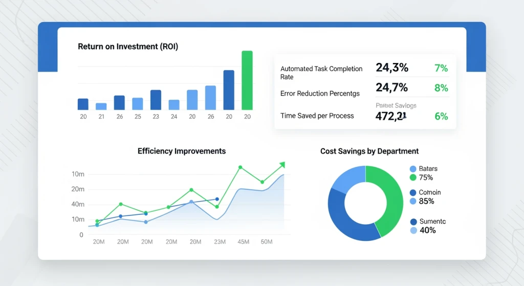 Métricas de sucesso dos negócios e resultados de estudos de caso mostrando economia de custos e melhorias de eficiência