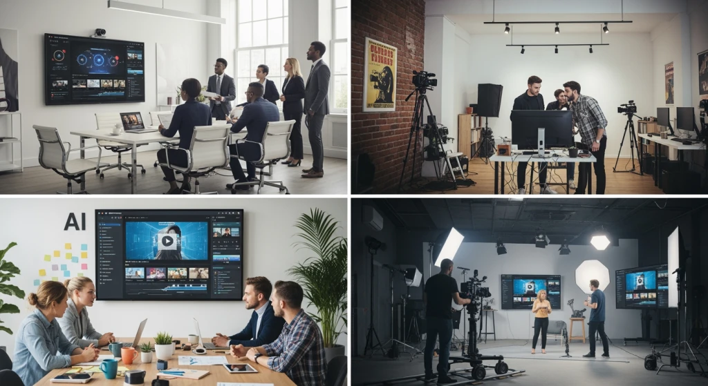 Aplicações intersetoriais de técnicas de aviso de vídeo com IA em diferentes contextos de produção