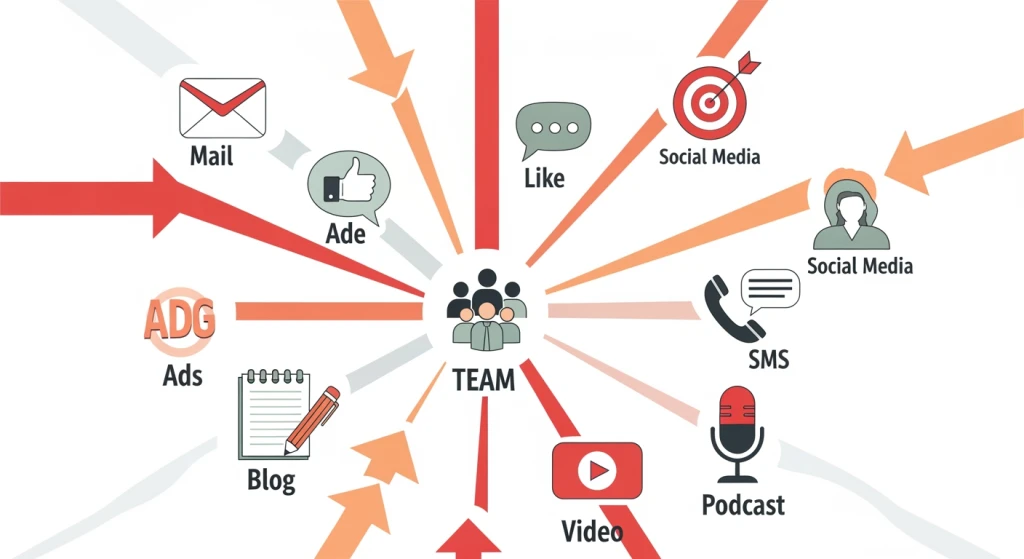 Equipe de marketing de PME sobrecarregada por excesso de canais de marketing digital espalhados em muitas plataformas